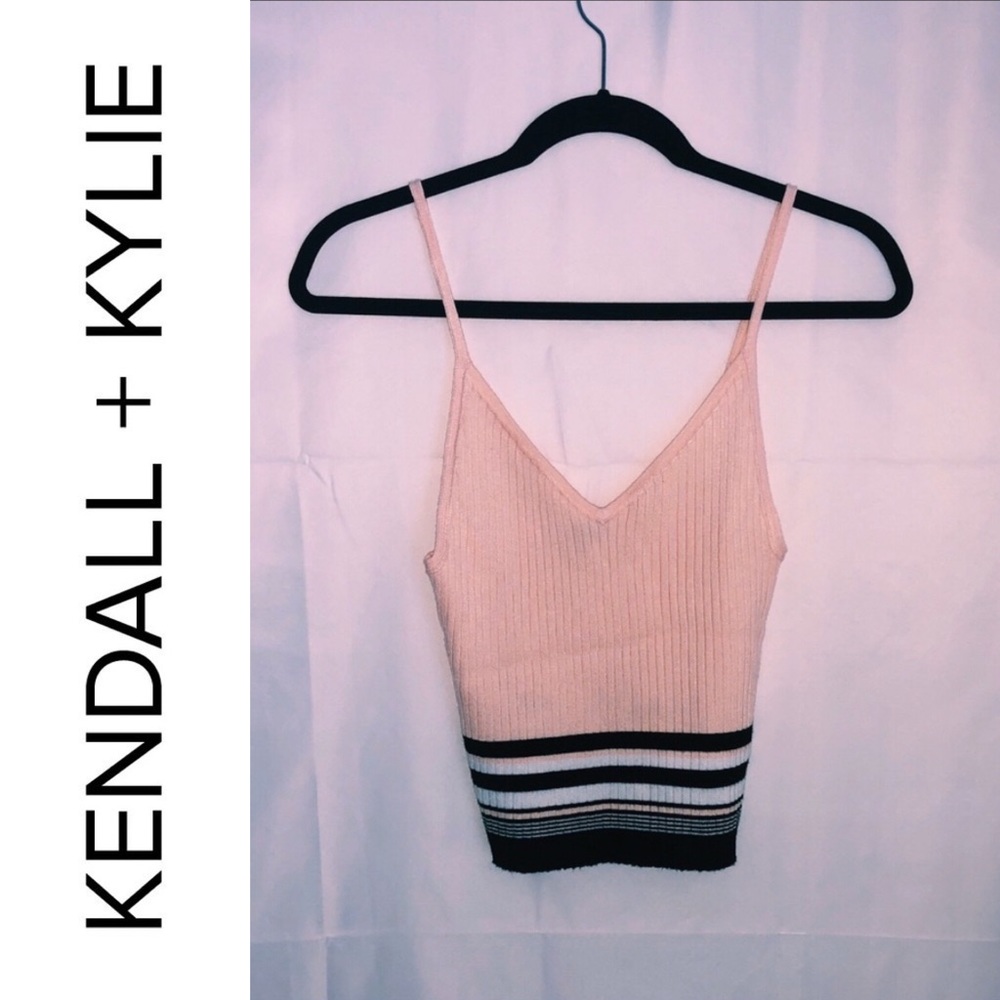S | Kendall & Kylie | Pink Striped Tank Top